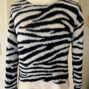 Express Zebra Pattern Crew Neck Sweater